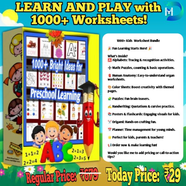 📚✨ Learn & Play: 1000+ Fun & Educational Worksheets for Kids